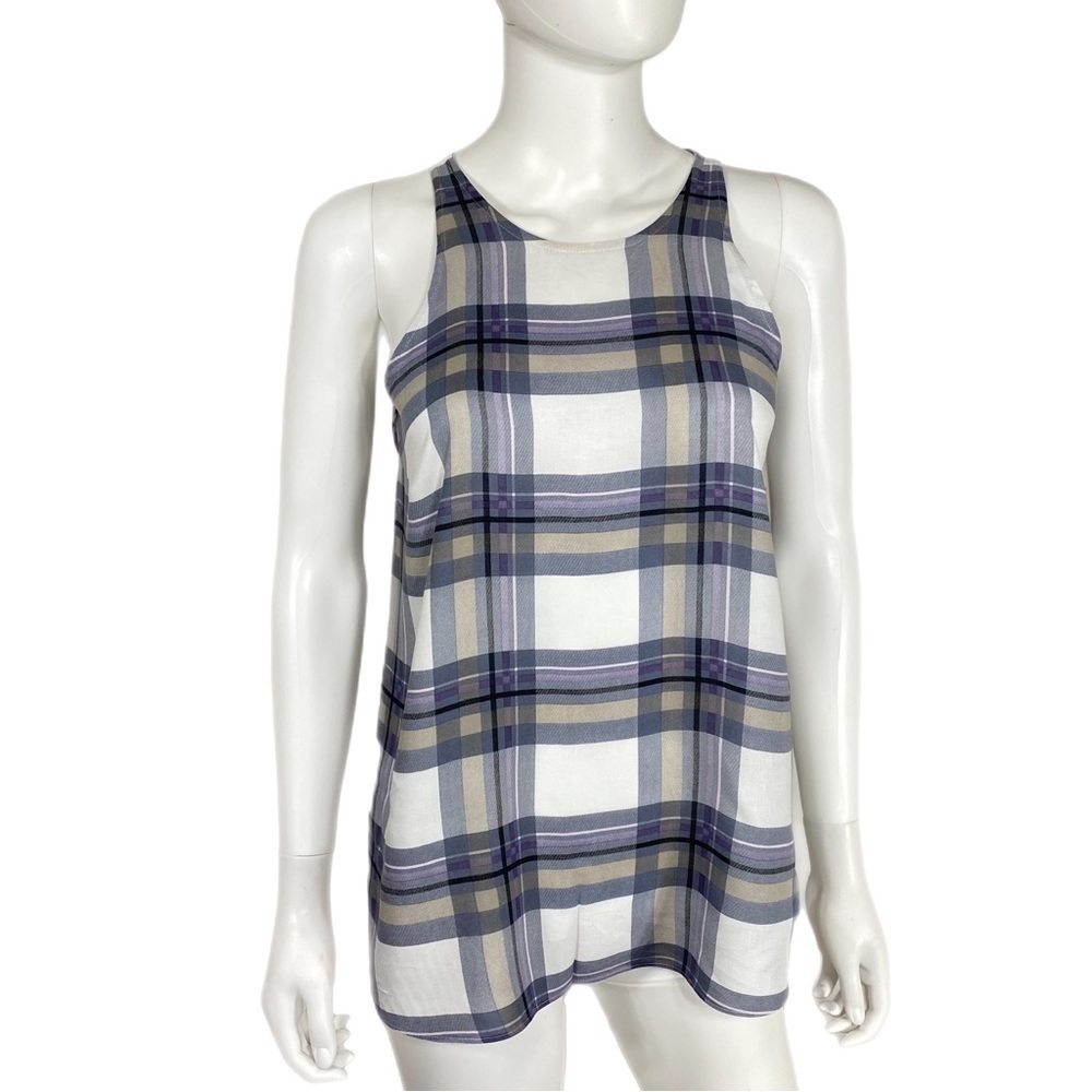 Old Navy Lightweight Plaid Sleeveless Keyhole Back Blouse